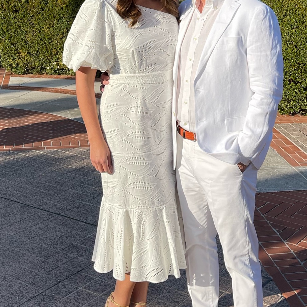 White eyelet one shoulder dress worn once